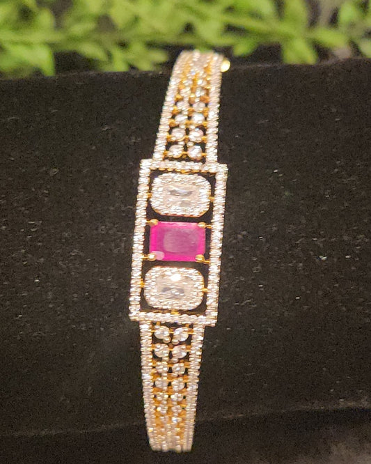 Designer Rectangle Ruby CZ Bracelet