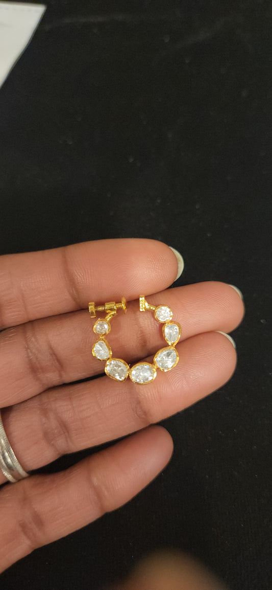 92.5 Silver Moissanite Nose Pin