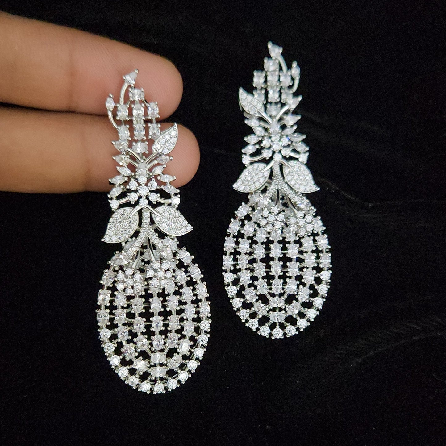 Playful Pineapple Design CZ Statement Earrings
