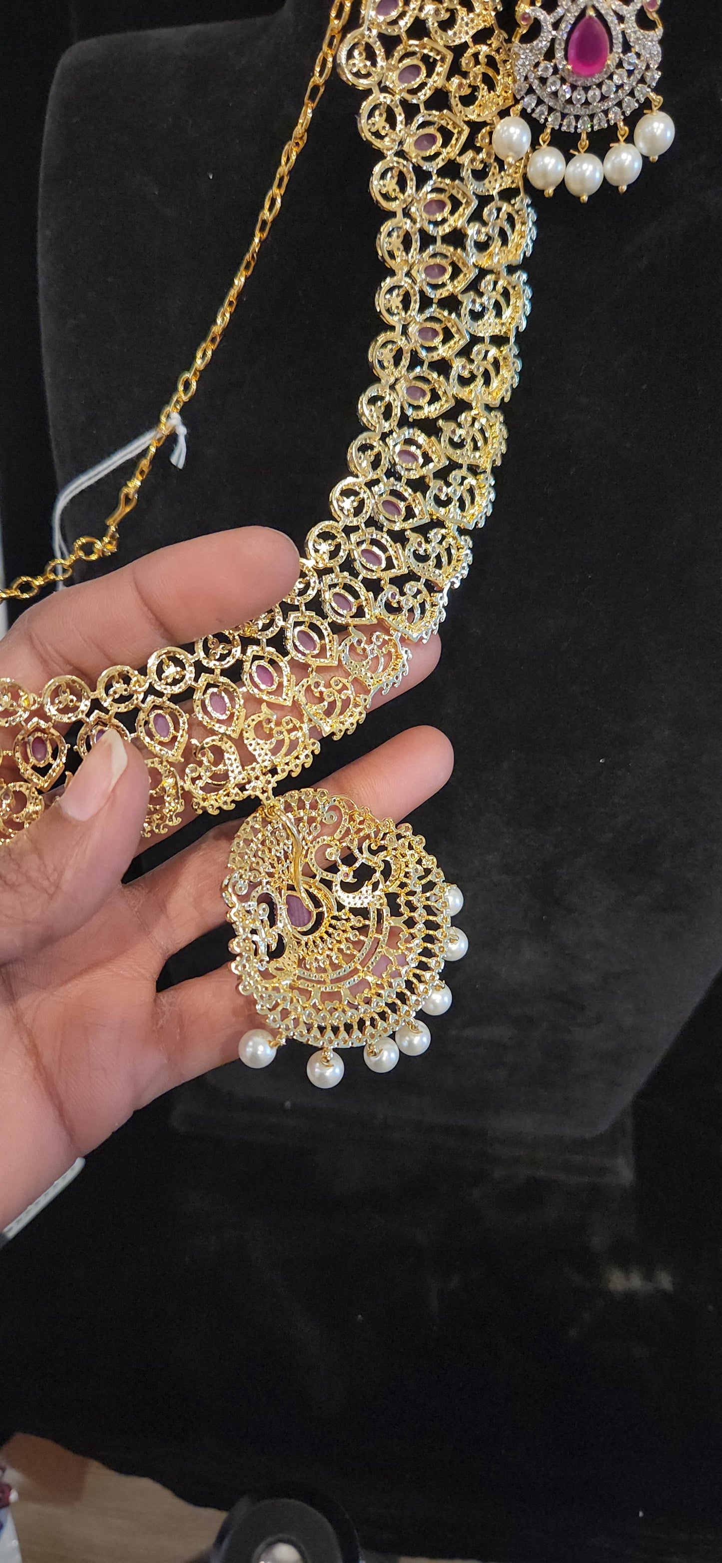 Majestic Emerald Peacock CZ Necklace Set