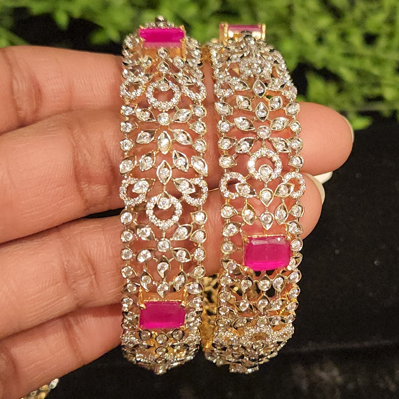 Designer CZ Floral Bangles