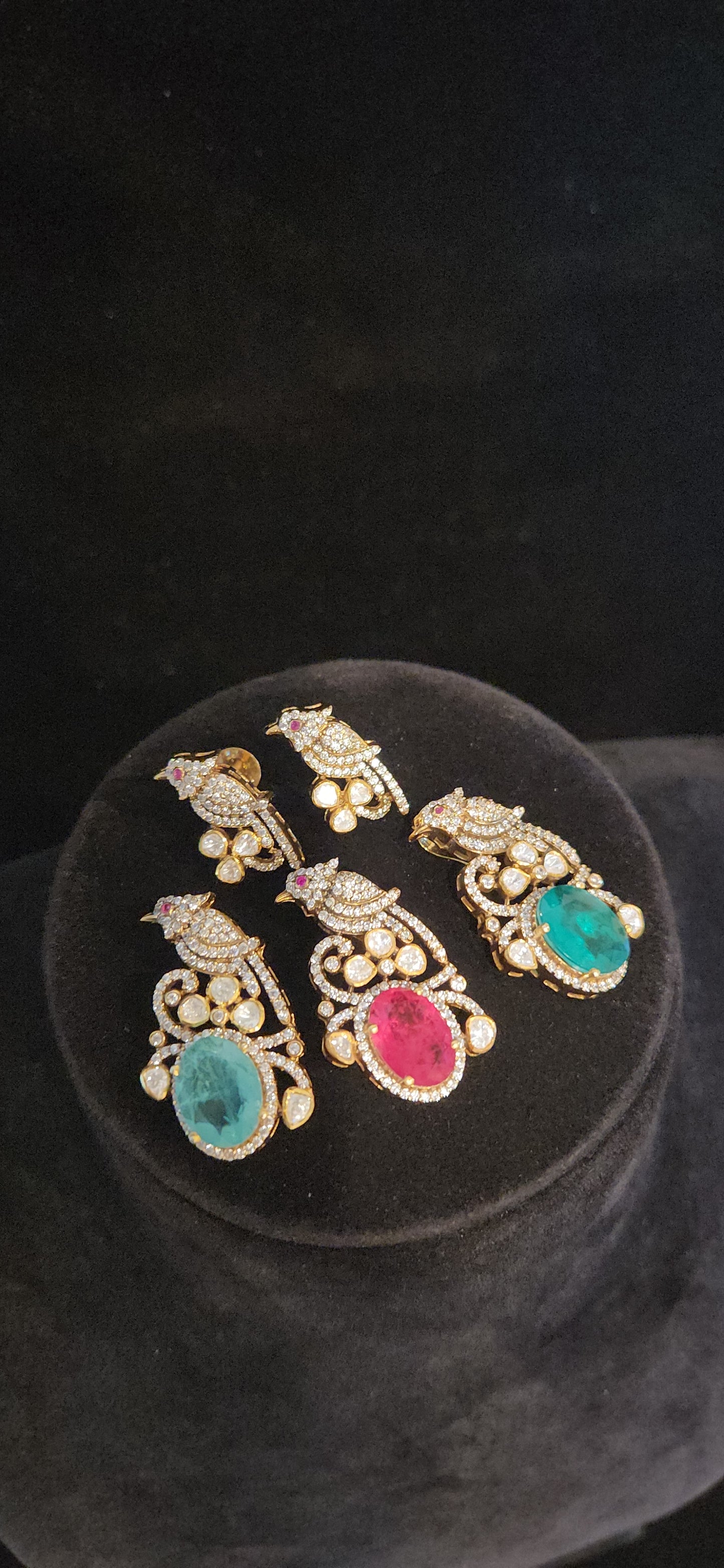 92.5 Silver Russian Emerald Parrot Pendant set