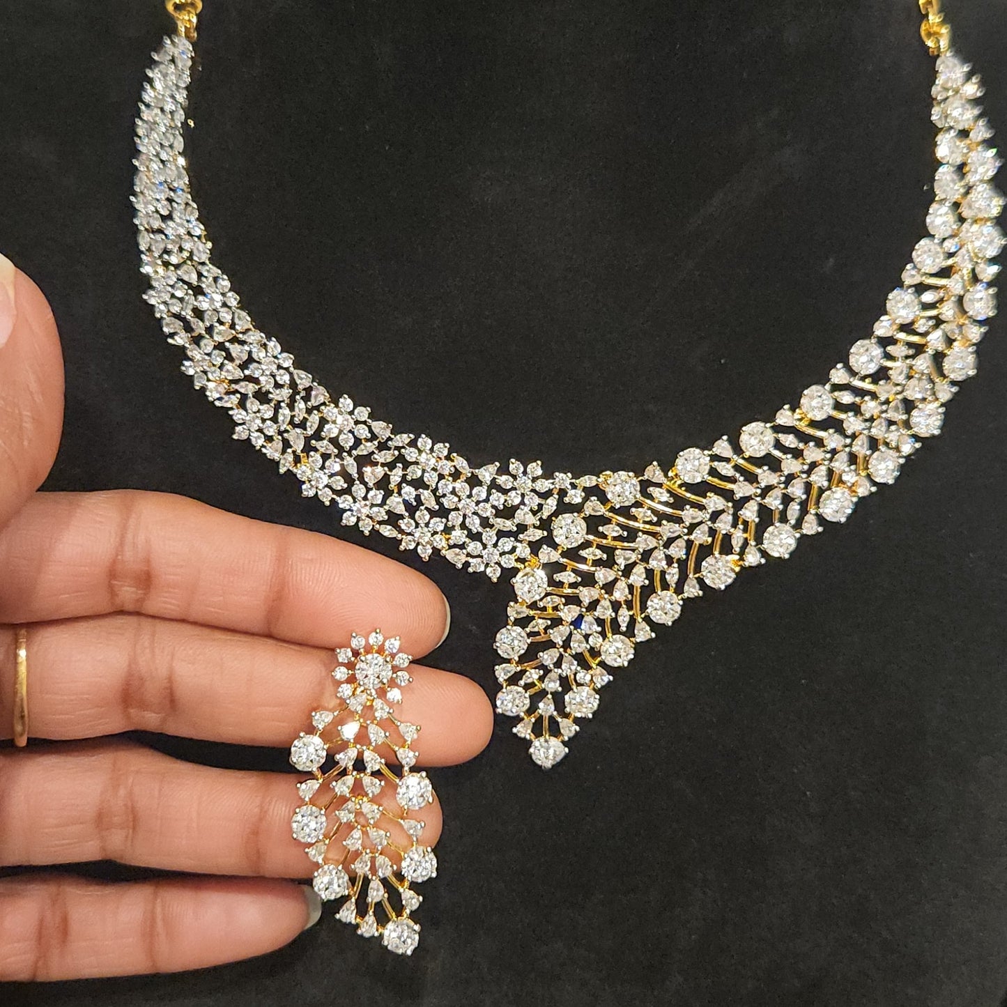 Exquisite Designer CZ Floral Necklace Set