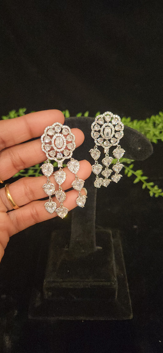 Charming Floral CZ Earrings with Strawberry Drops