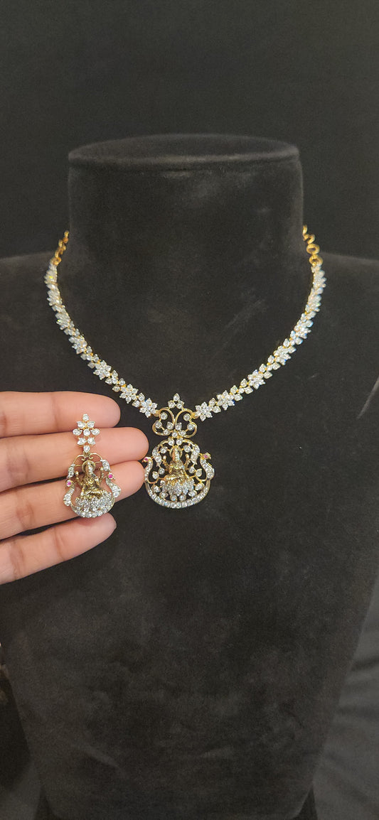 Exquisite Handcrafted Nakshi Lakshmi CZ Pendant Set