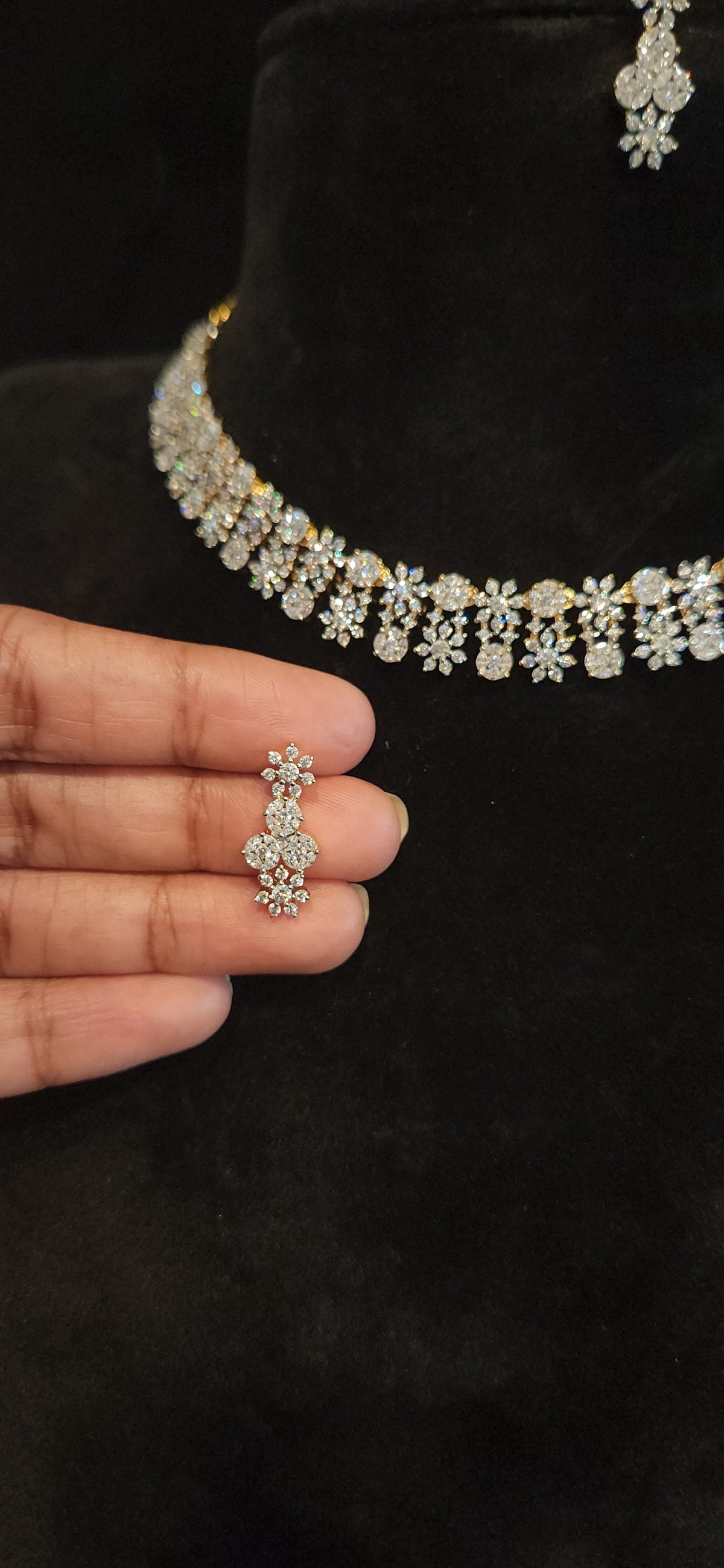 Luxury CZ Floral Necklace Set