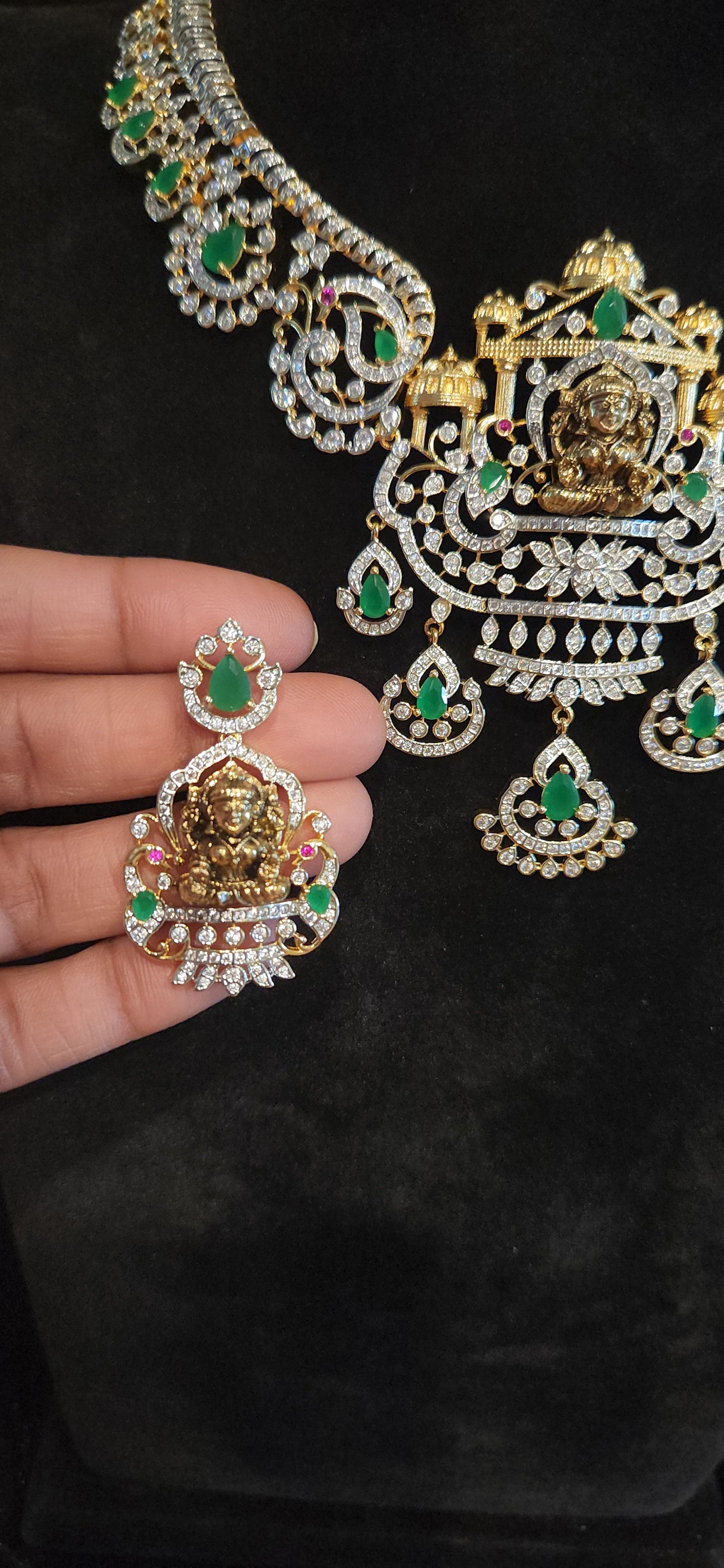 Temple Lakshmi CZ Bridal Necklace Set