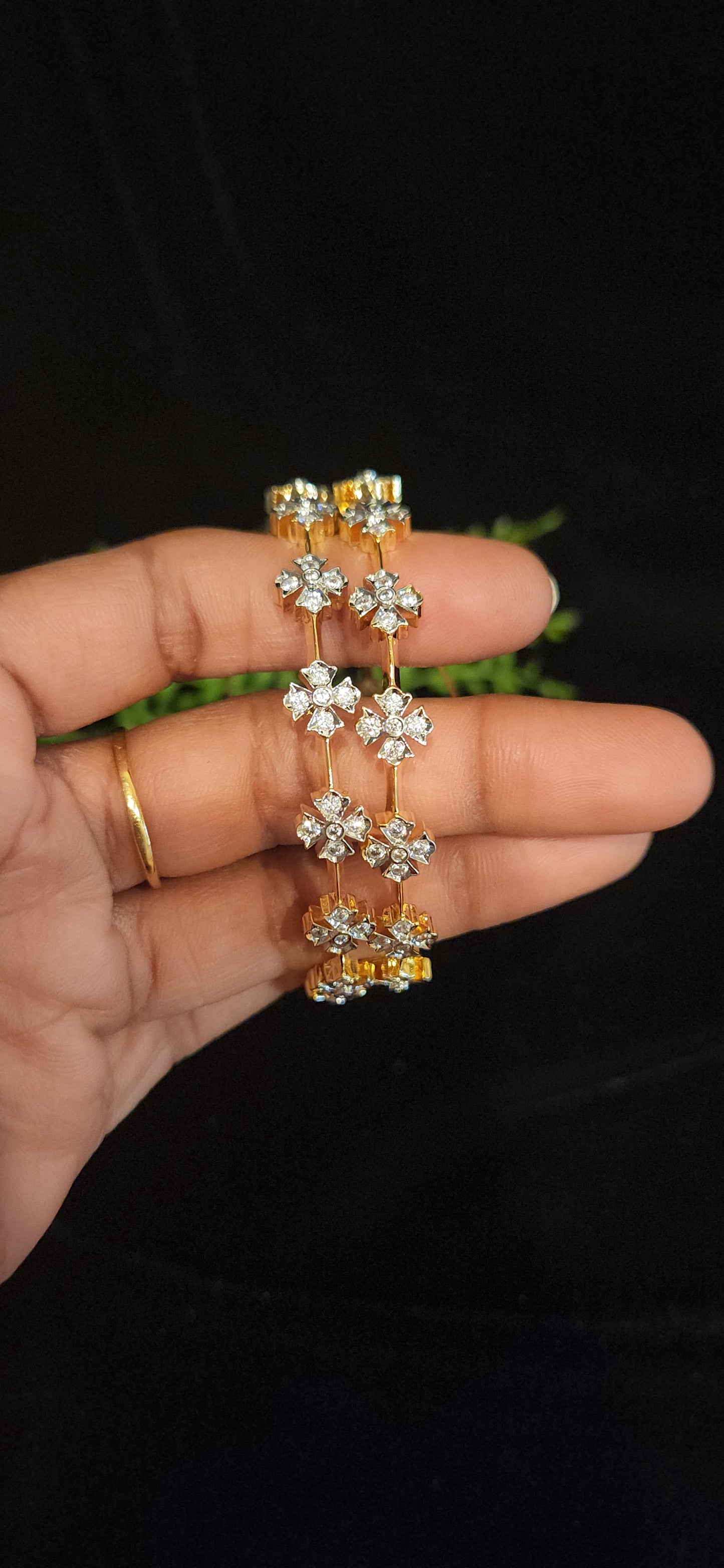 Elegant CZ Floral Link Bangles for Women