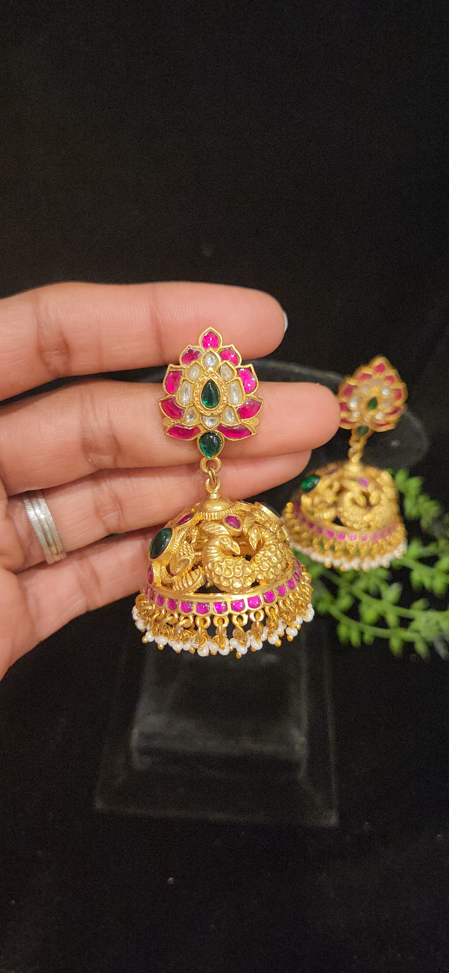 Temple Peacock Jhumka