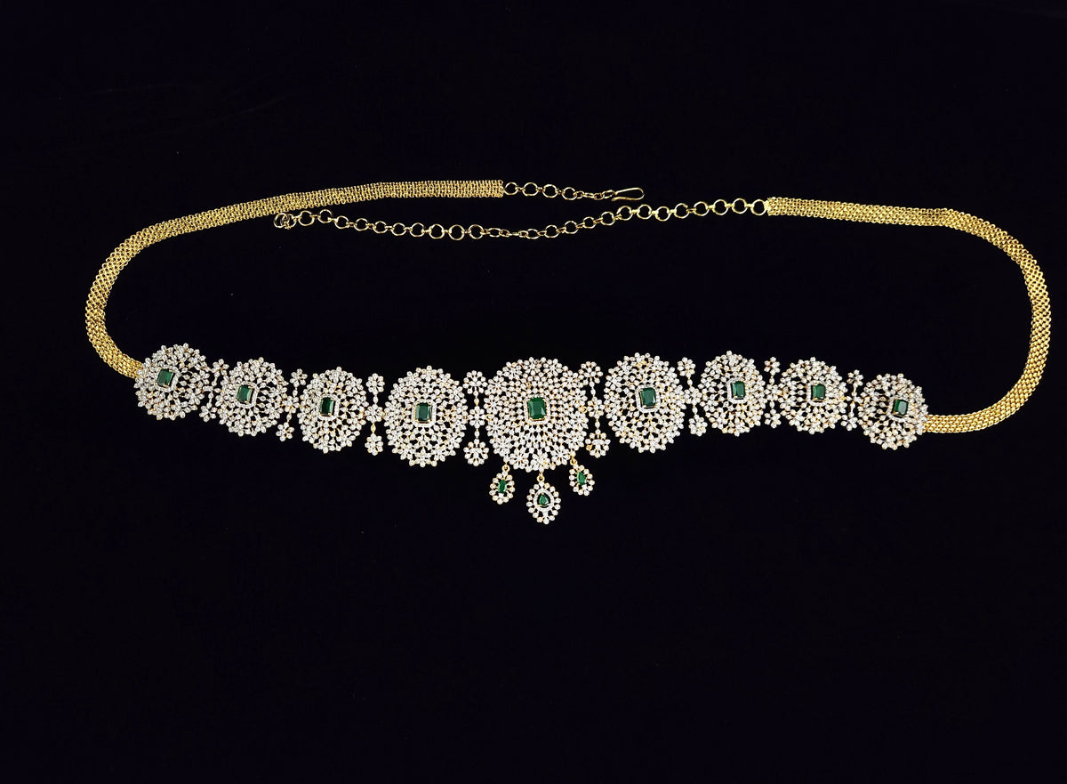 CZ Emerald Elegant Hip Belt