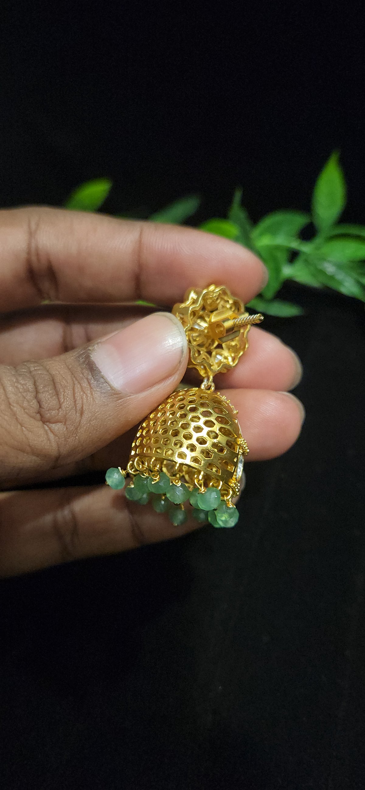 Moissanite Jhumka with Sunflower Studs