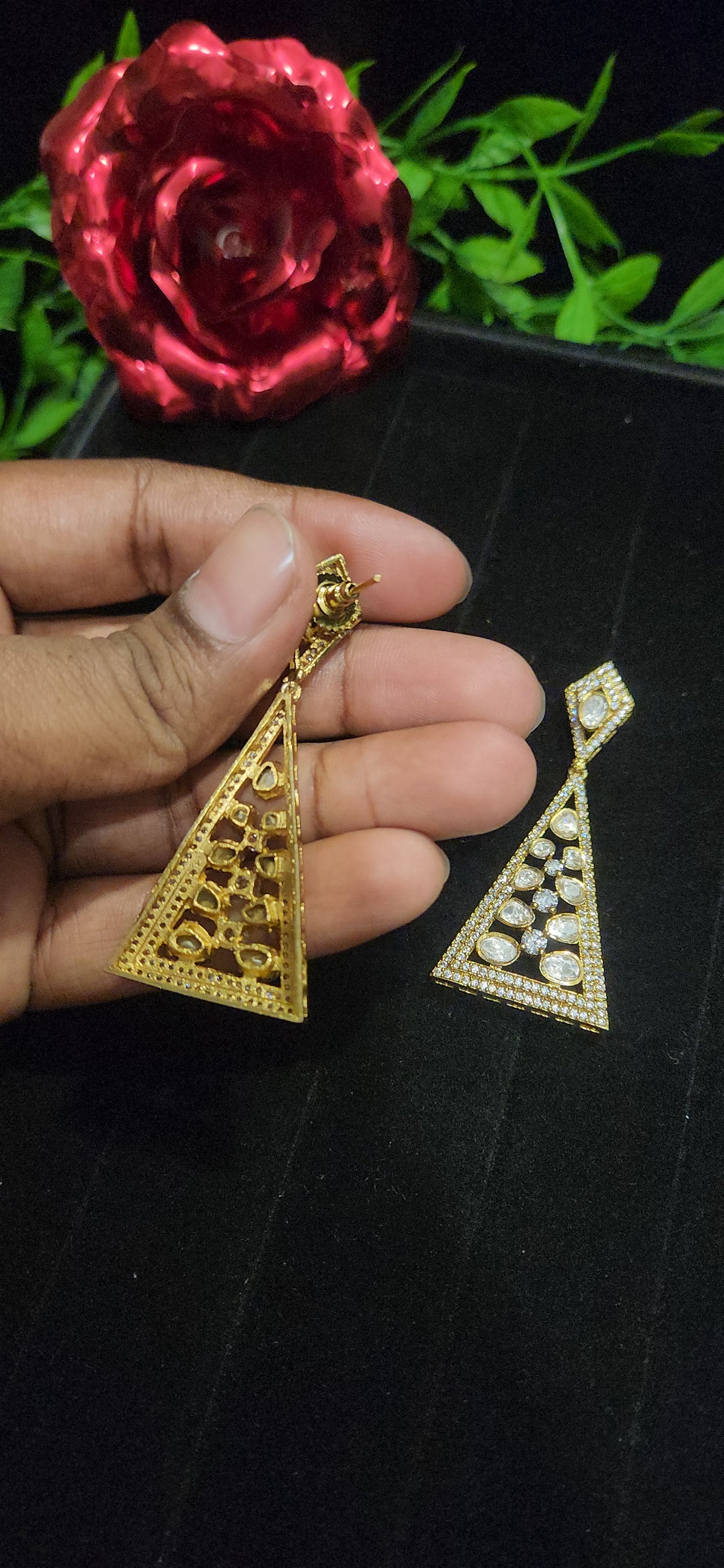 Triangle Moissanite Dangler