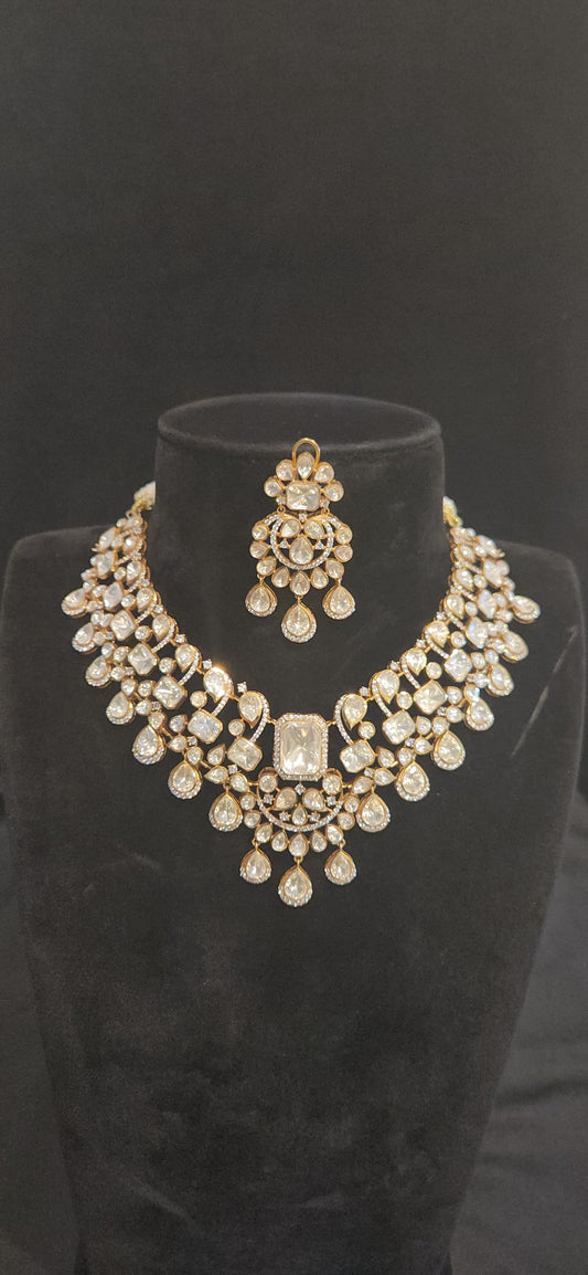 Moissanite Chandbali Necklace Set