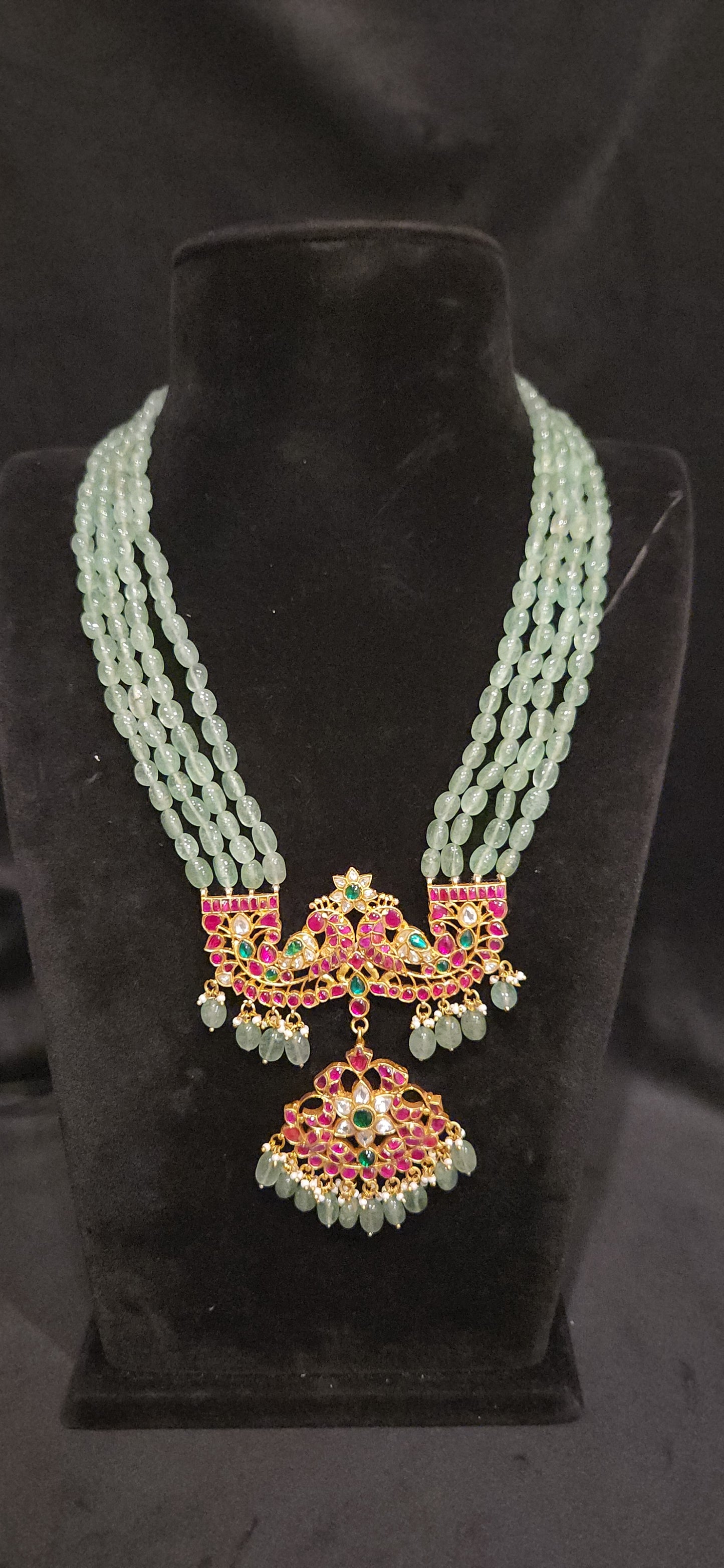 Elegant Strawberry Beads Jadau Kundan Rani haram