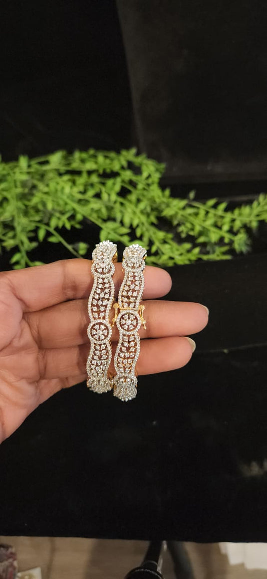 Dazzling floral CZ Bangles in complete white