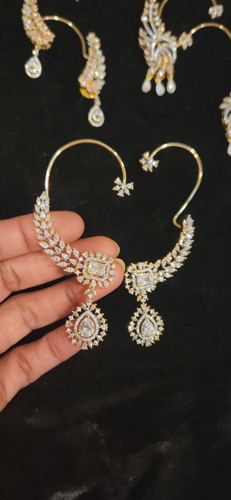 Gold Finish CZ Crystal Drop Earrings