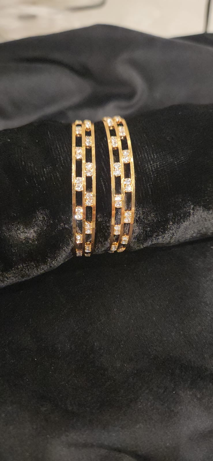 Dazzling Gold Finish Moissanite Kids Bangle