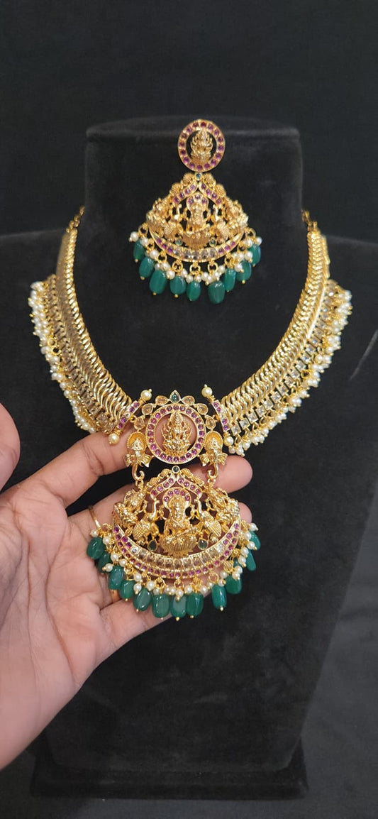 Elegant Lakshmi Devi Necklace Set