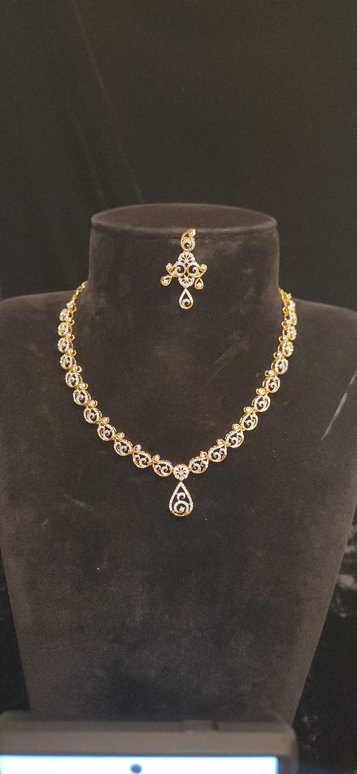 Radiant Mango Design CZ Motif Necklace Set
