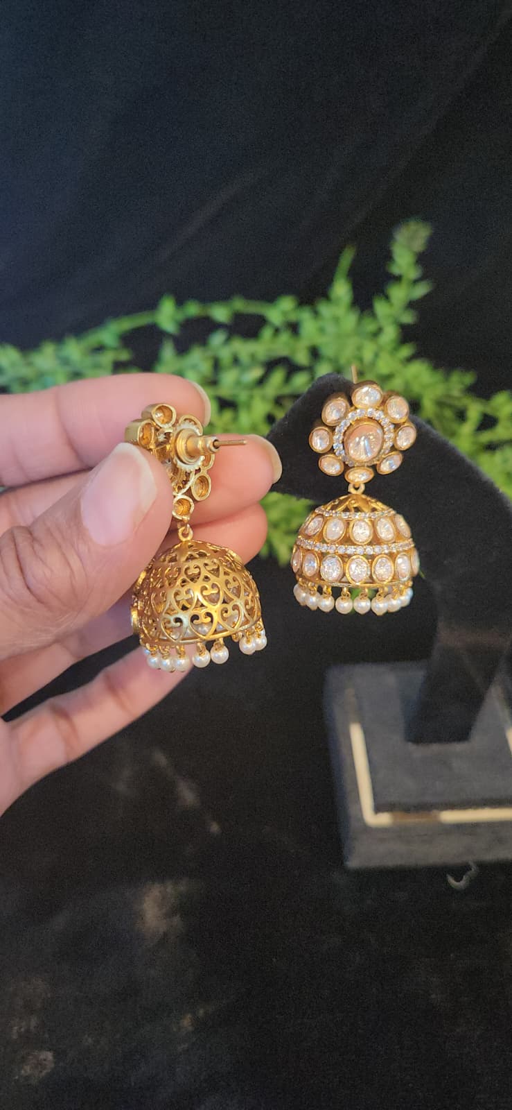 Floral Moissanite Jhumkas