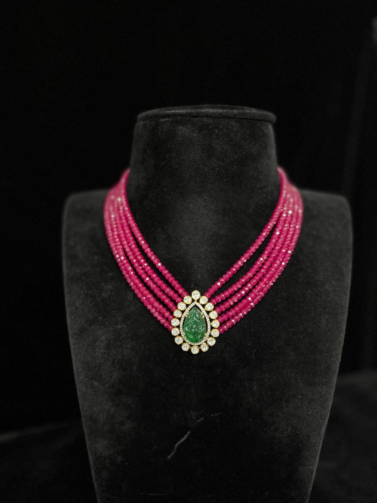 92.5 Silver Ruby Green Mala