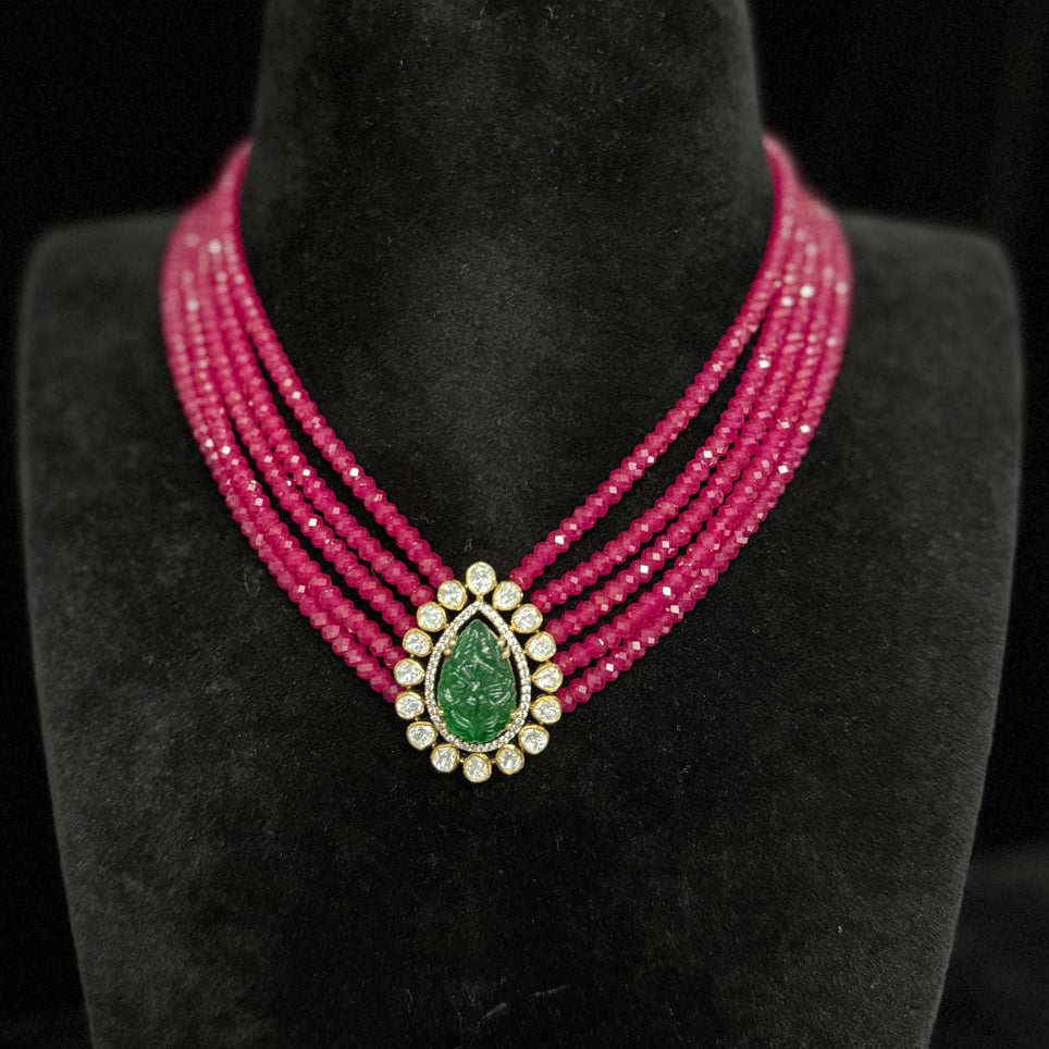 92.5 Silver Ruby Green Mala