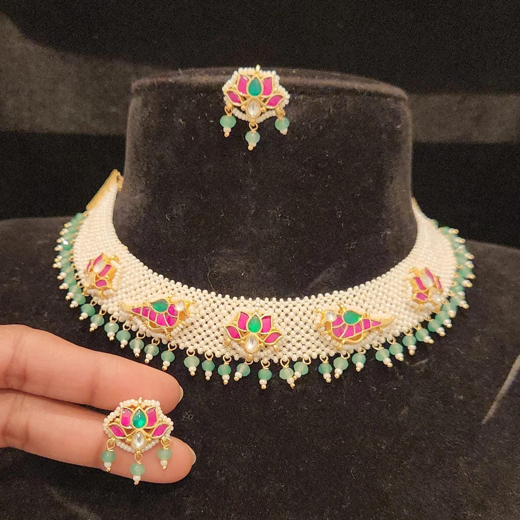 Hydrobeads Mesh Pearls Necklace Set