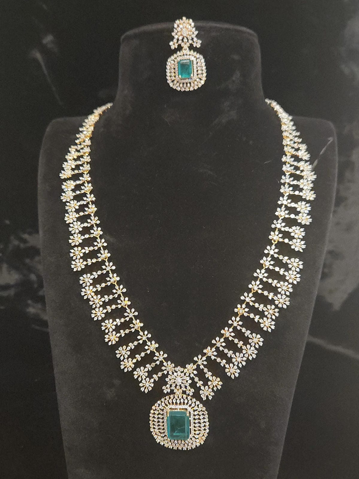 Diamond Finish Floral Design Long Haram