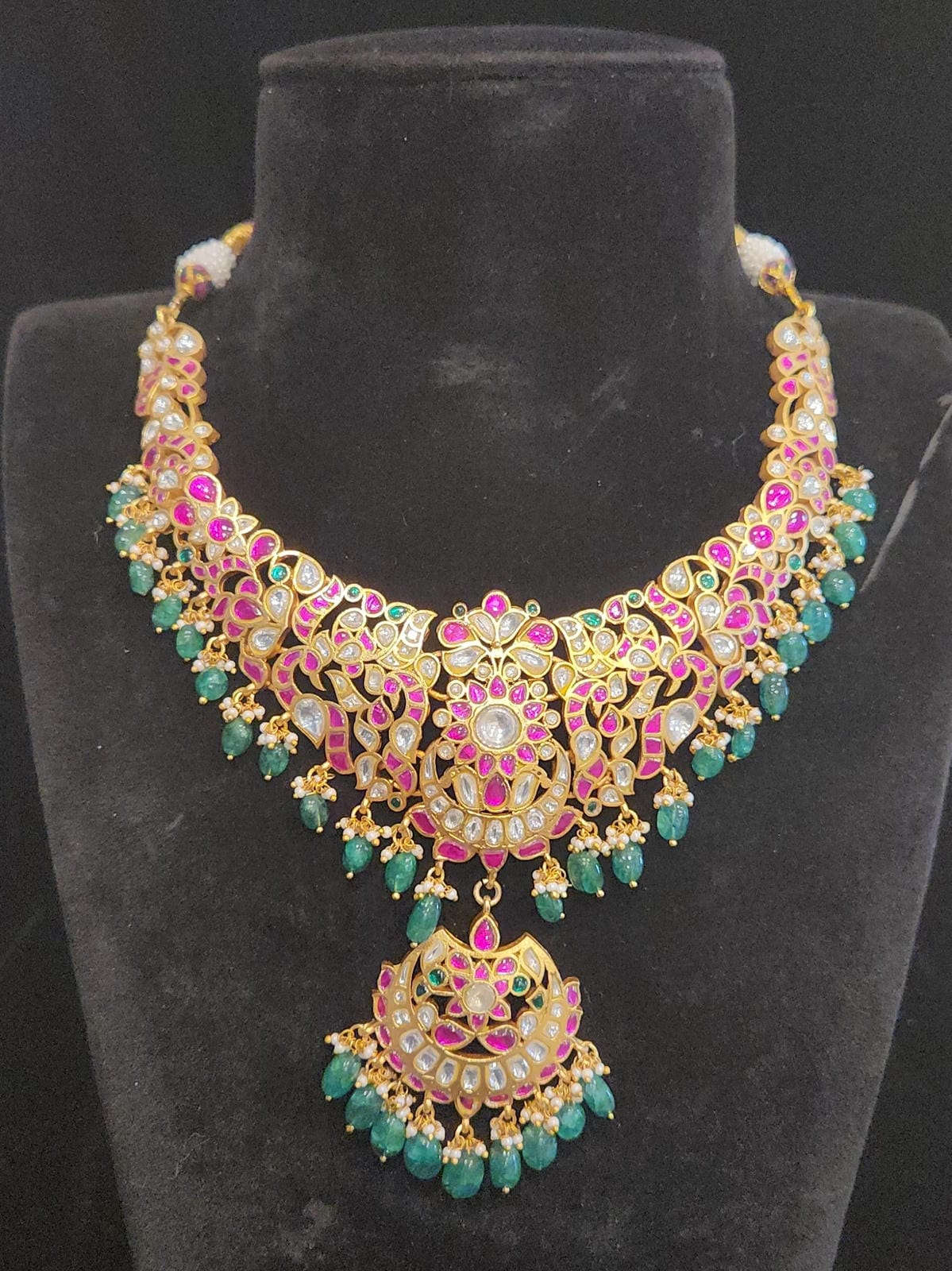 Jadau Kundan & Strawberry Beads Necklace Set