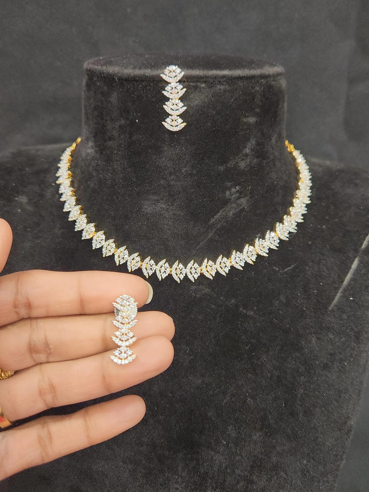 Diamond Finish Designer Neck Set with CZs