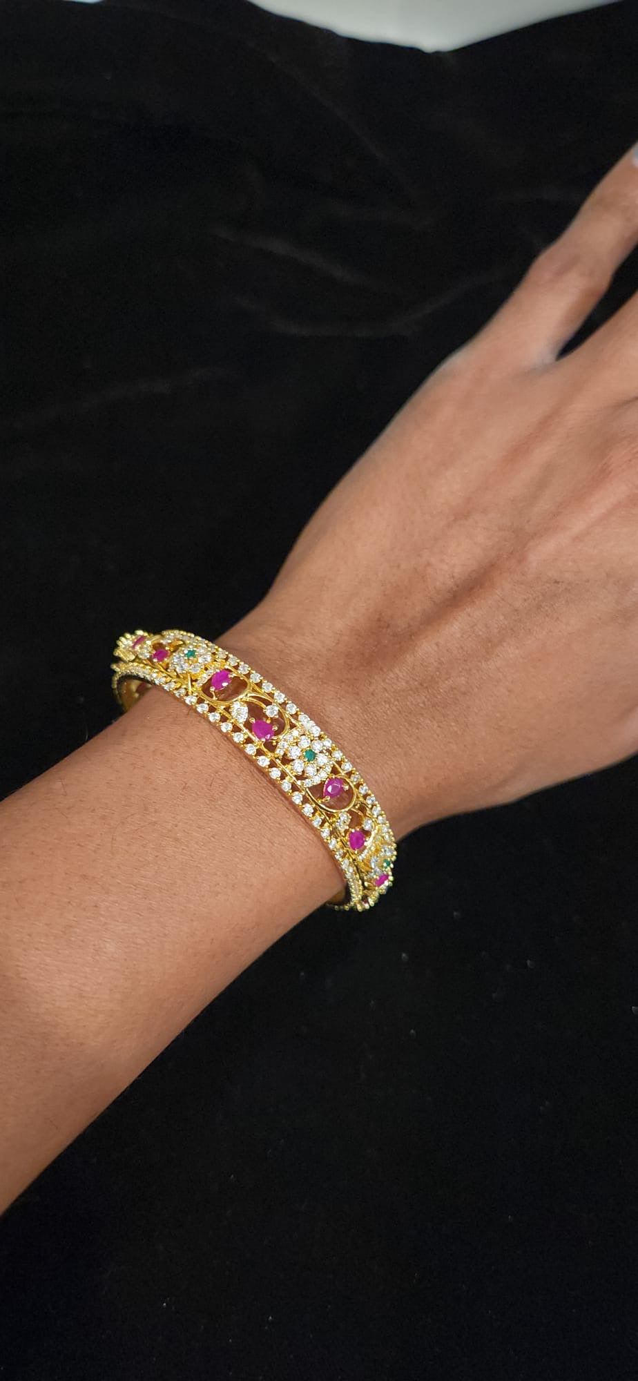 Vibrant CZ floral bangles in multi color