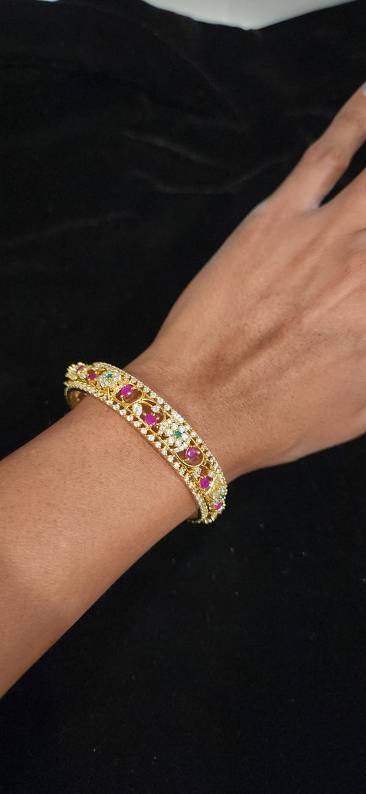 Vibrant CZ floral bangles in multi color