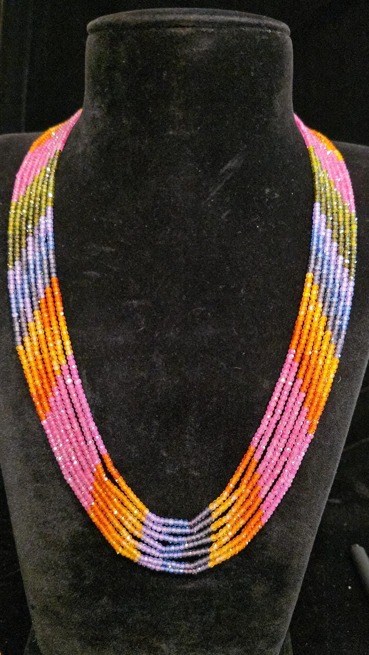 7 Layered Multi-Color Rainbow CZs Mala