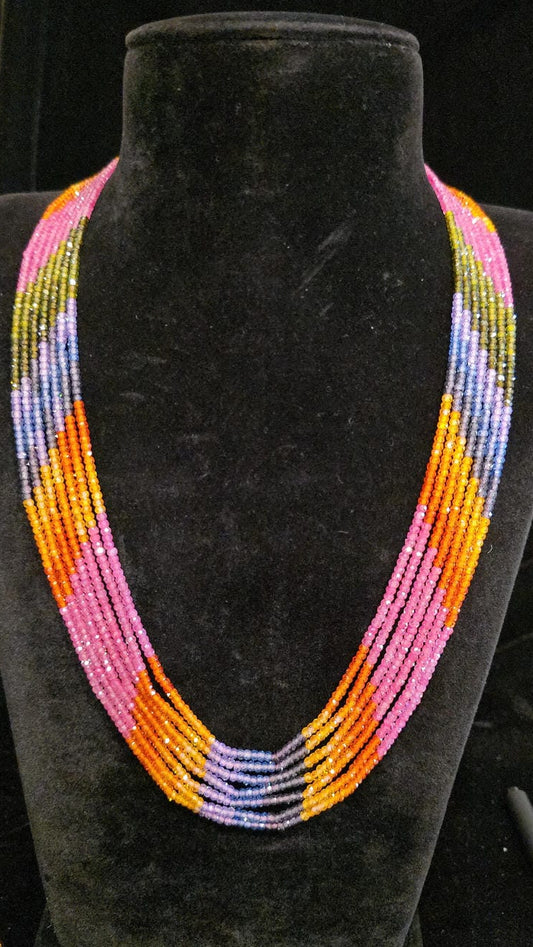 7 Layered Multi-Color Rainbow CZs Mala