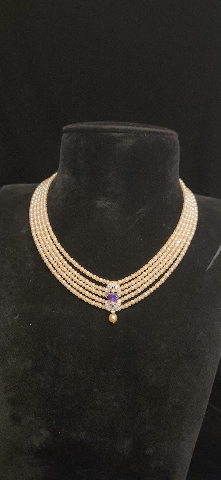 Dazzling CZ Swarovski Bead Mala 92.5 Silver Pendent