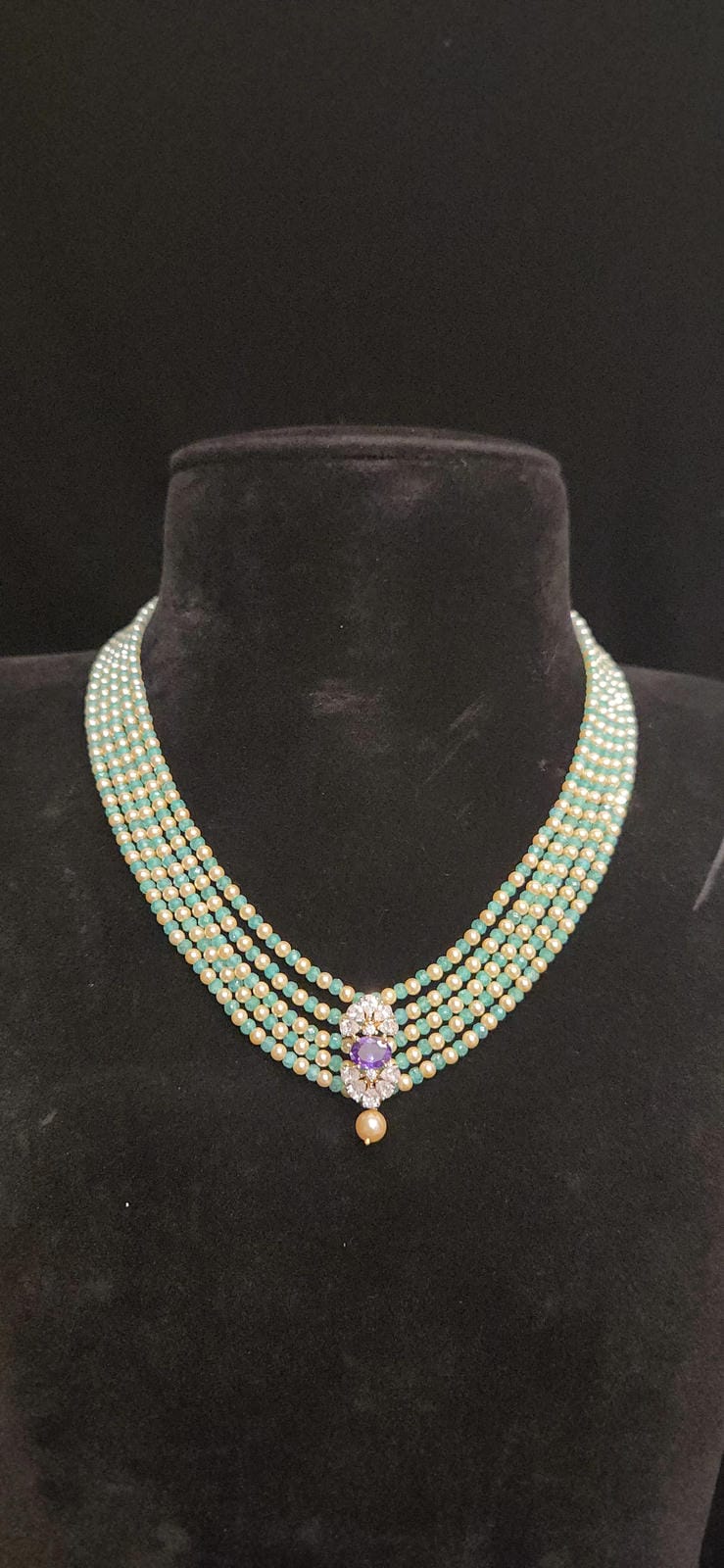 Dazzling CZ Swarovski Bead Mala 92.5 Silver Pendent