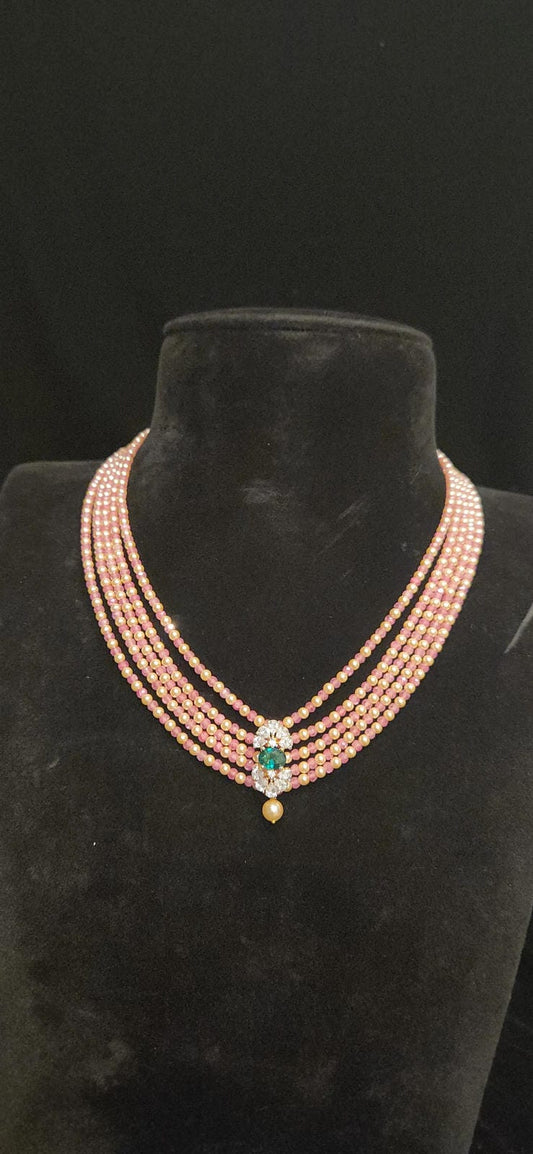 Dazzling CZ Swarovski Bead Mala 92.5 Silver Pendent