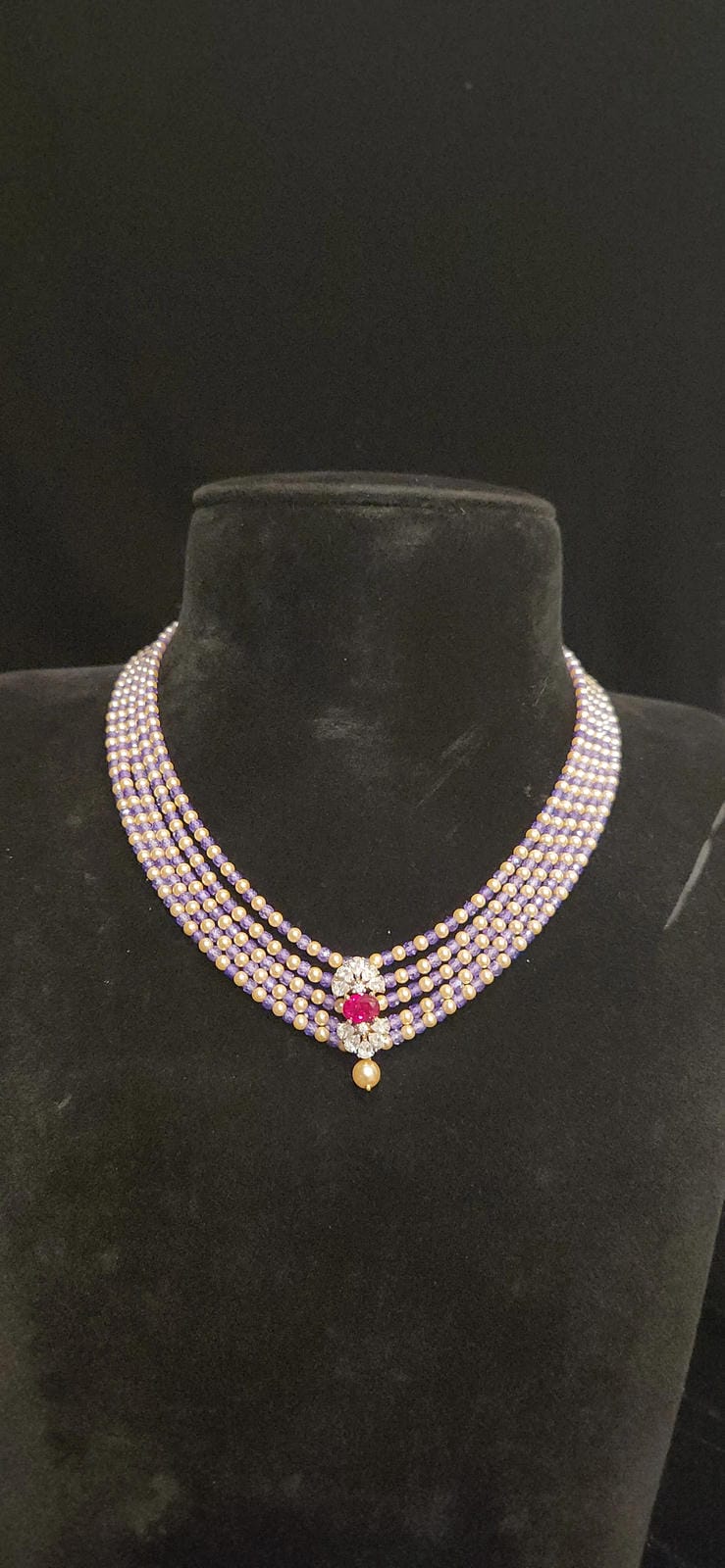 Dazzling CZ Swarovski Bead Mala 92.5 Silver Pendent