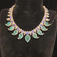 Exquisite Moissanite Emerald Mango 92.5 Silver Necklace Set