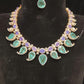 Exquisite Moissanite Emerald Mango 92.5 Silver Necklace Set