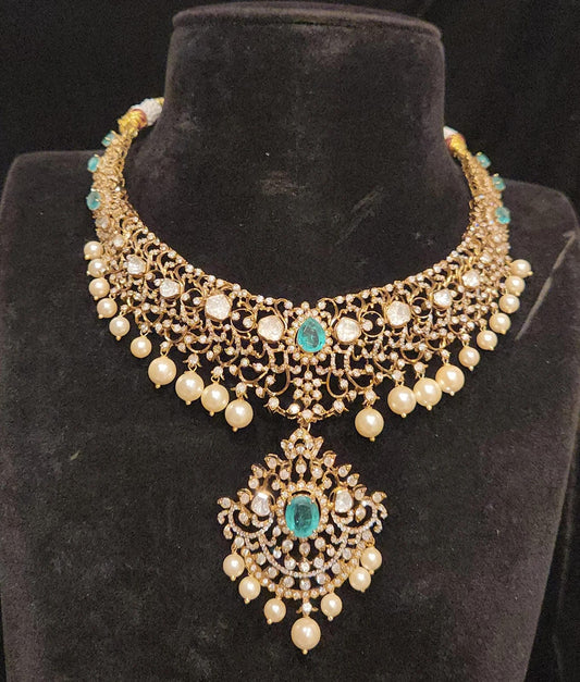 Lavish Moissanite Emerald 92.5 Silver Bridal Set