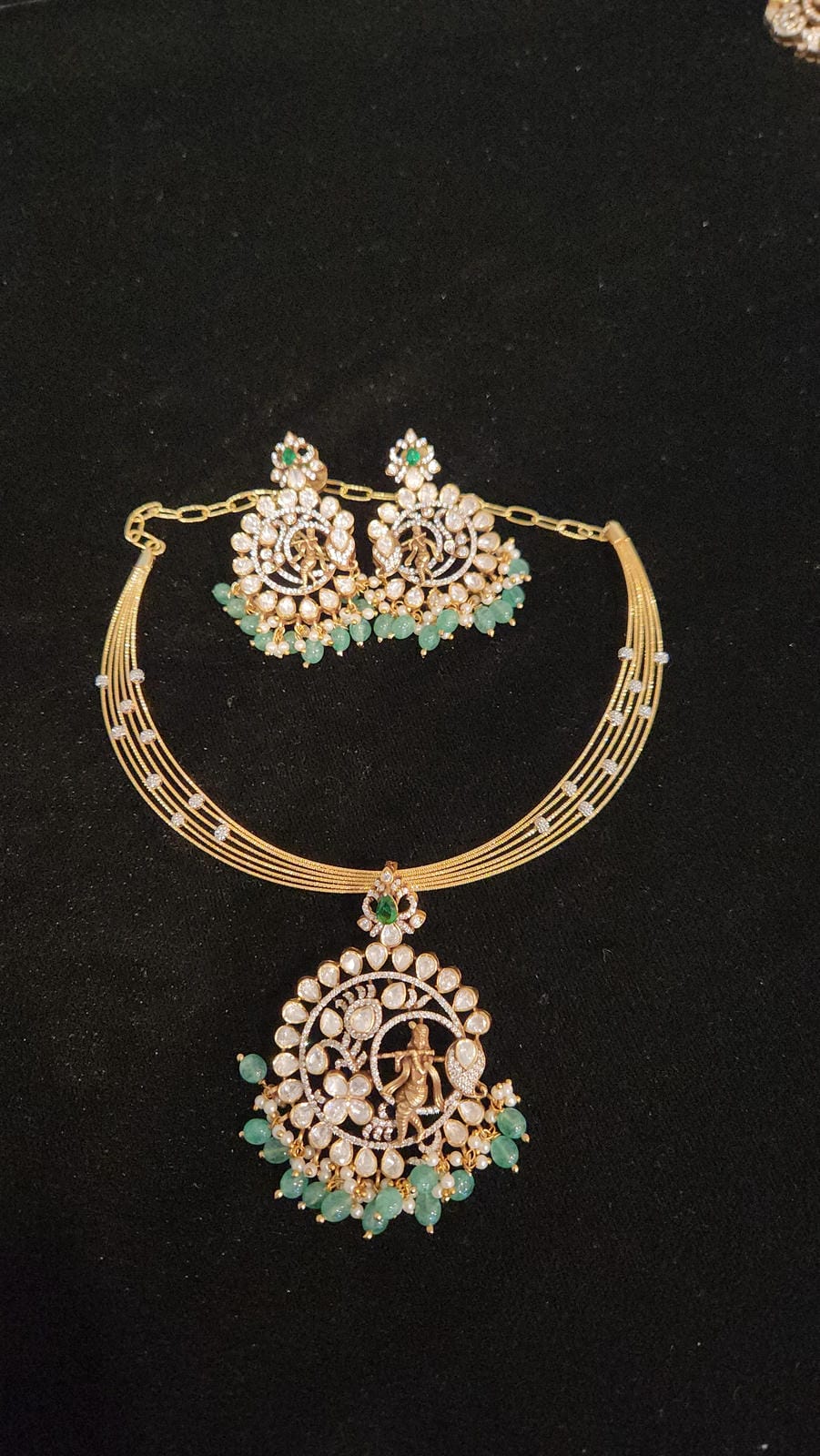 Divine Krishna Victorian 92.5 Silver Layered Kante Set