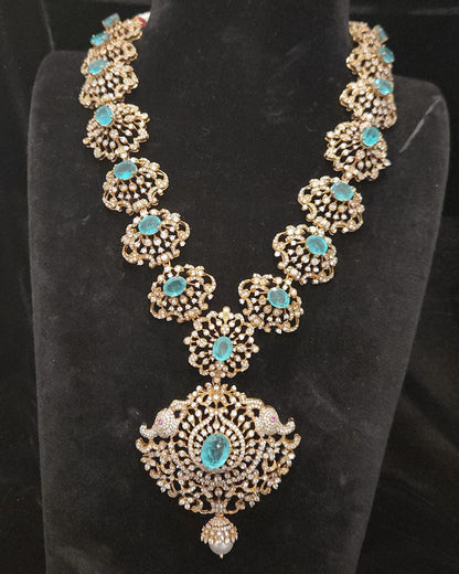 Elegant Victorian Floral 92.5 Silver Mini Haram Set