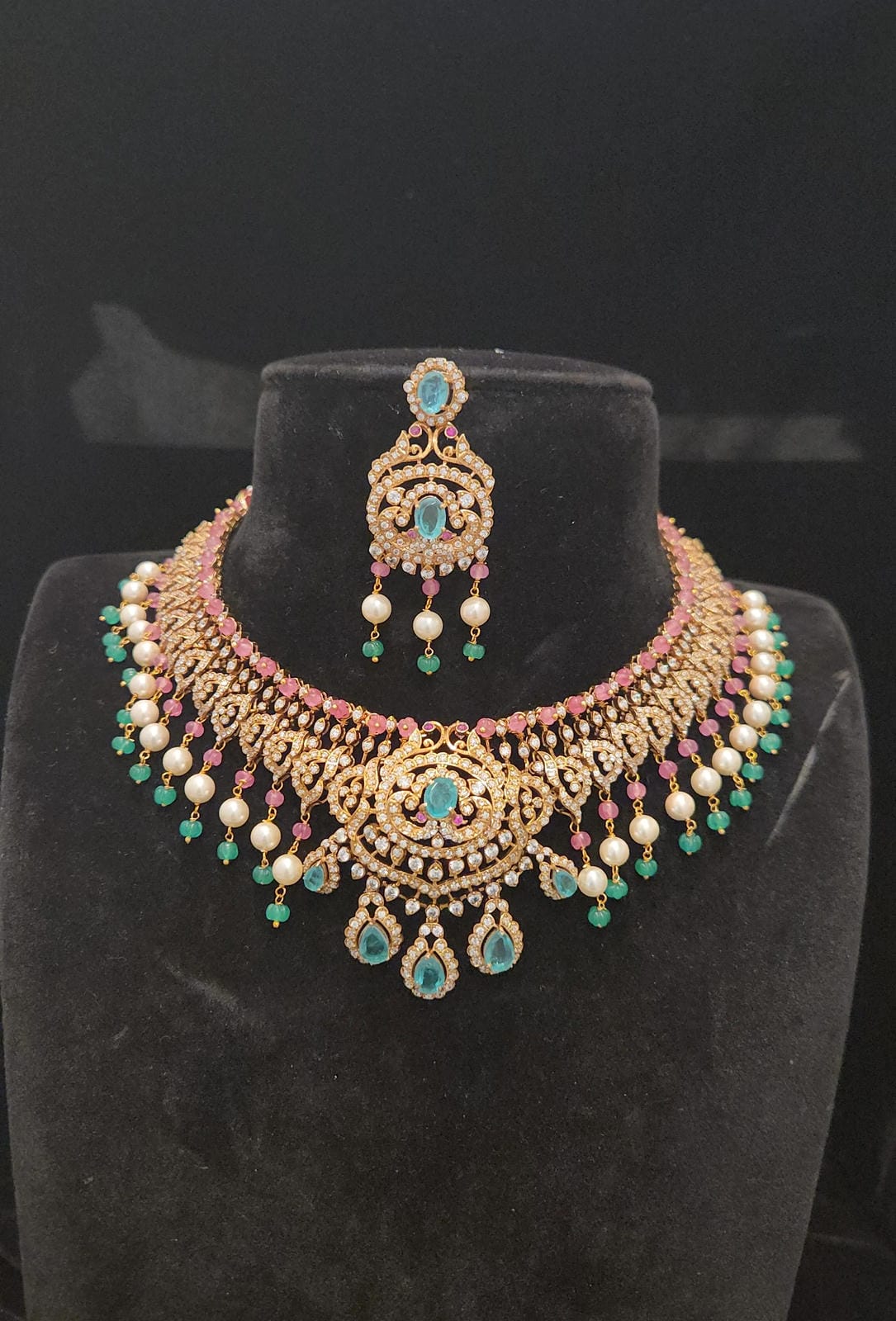 Regal Victorian Pumpkin Bead 92.5 Silver Necklace Set