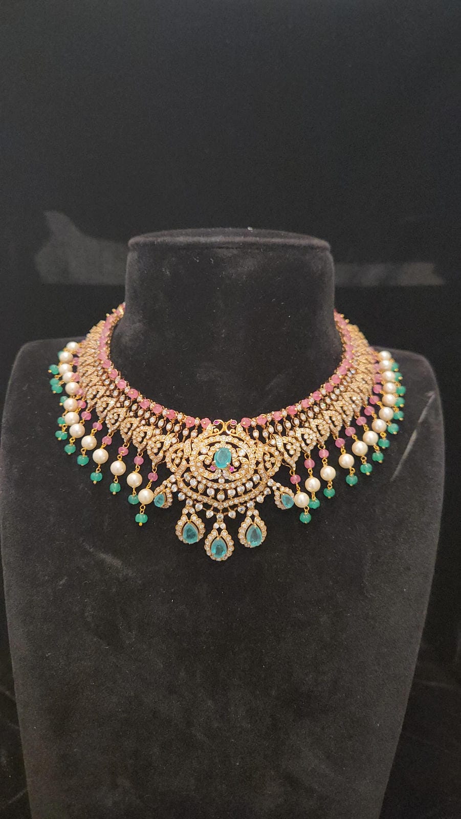 Regal Victorian Pumpkin Bead 92.5 Silver Necklace Set