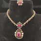 Regal Victorian Moissanite Ruby 92.5 Silver Necklace Set