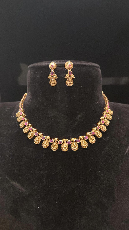 Divine Lakshmi Tear-Drop 92.5 Silver Nakshi Set