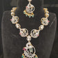 Diamond Finish Peacock & Pastel Green Beads Necklace Set