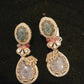 Large Emerald & White Gemstone Earrings