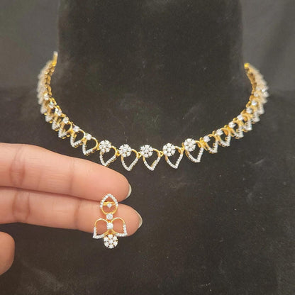 Brilliant Floral Leaf 92.5 Silver Necklace set